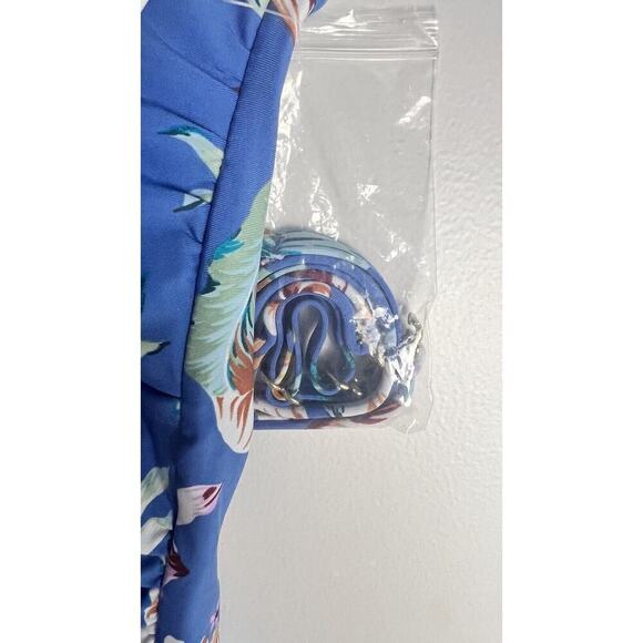 Jantzen Womens Sz 8 Blue Floral Cut Out Bandeau Swim Top Detachable Straps NEW - Picture 5 of 8